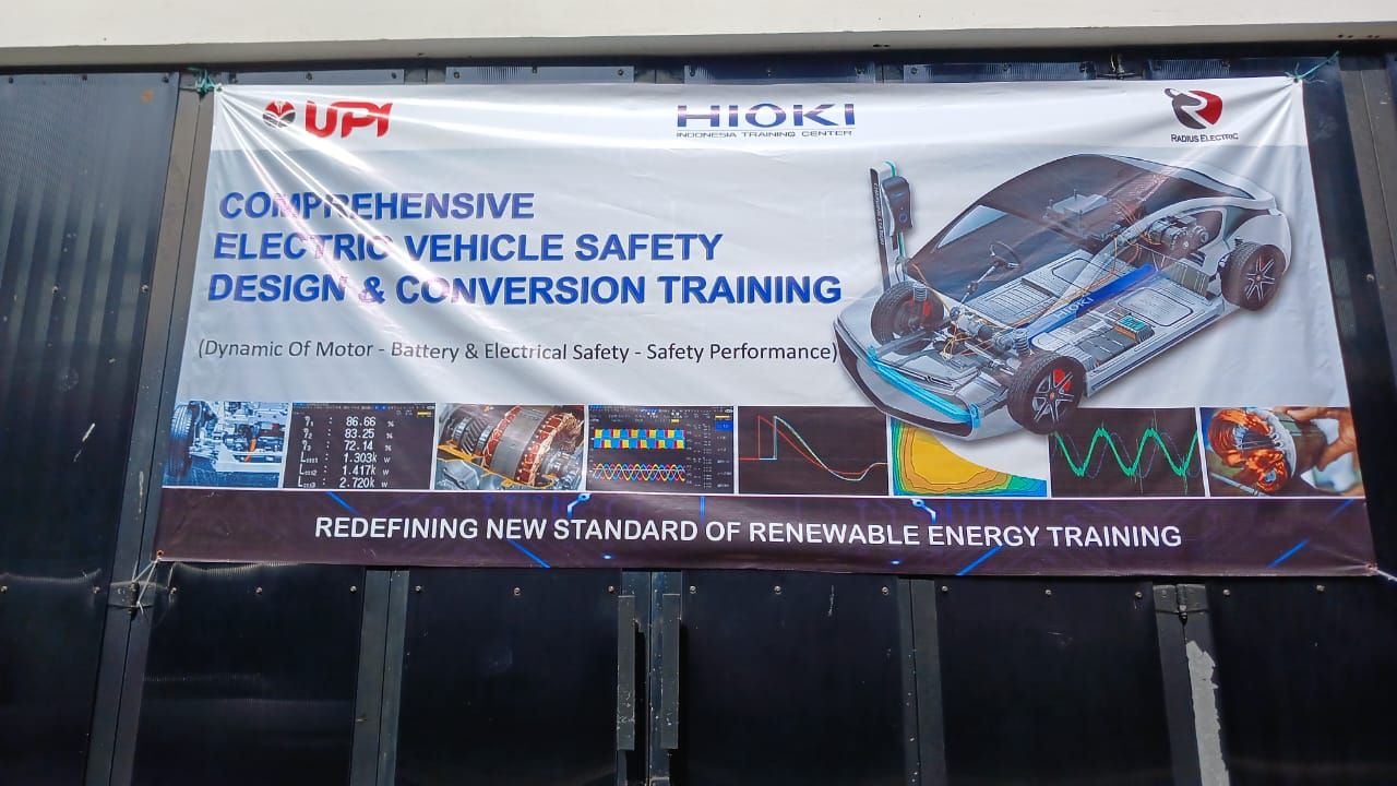 Banner for EV safety, design and conversion training by UPI, Hioki and Radius Electric